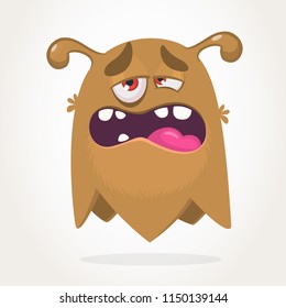 Sad monster expression, Halloween cartoon monster vector illustration