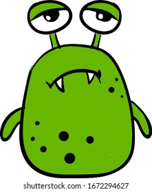 Sad monster, illustration, vector on white background.