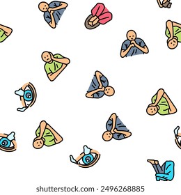 sad mood emotion face vector seamless pattern thin line illustration