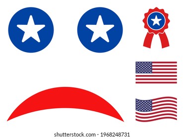 Sad Mood Icon In Blue And Red Colors With Stars. Sad Mood Illustration Style Uses American Official Colors Of Democratic And Republican Political Parties, And Star Shapes. Simple Sad Mood Vector Sign,