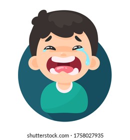 Triste ánimo. Niño de caricatura vectorial llorando por ser abusador.