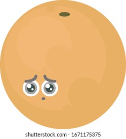 Sad moon, illustration, vector on white background.