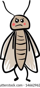 Sad moth, illustration, vector on white background.