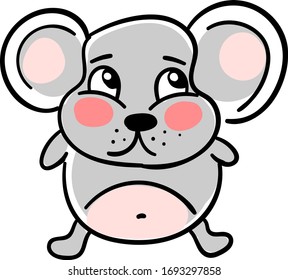Sad mouse, illustration, vector on white background