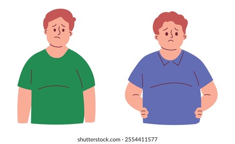 Sad and Nervous Obese Man with Problem