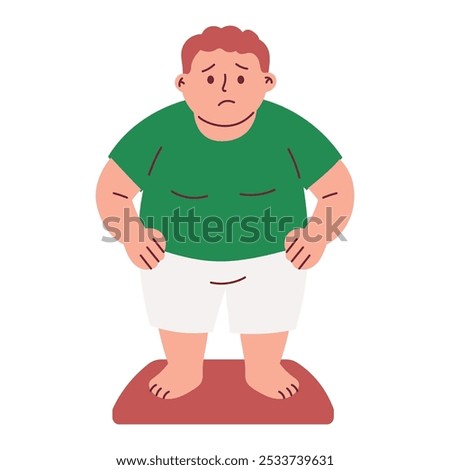Sad Obese Man Checking Weight