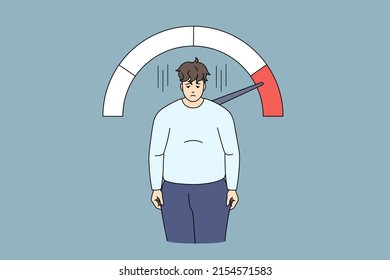 Sad Obese Man, Critical Body Mass Index Concept