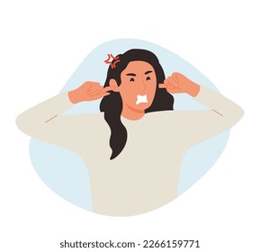 Sad offended woman sulking and expressing angry emotion. Frustrated female character with unhappy face expression. Colored flat vector illustration of irritated person isolated on white background