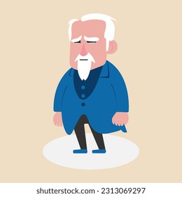 A sad old man facial expression.Unhappy emotion on face.Depressed old man. Vector illustration.