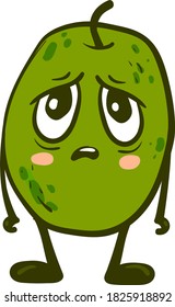 Sad olive, illustration, vector on white background