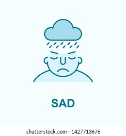 sad on mind field outline icon