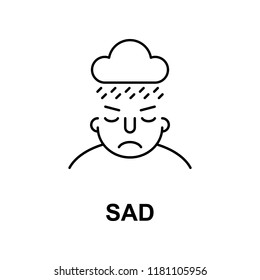 sad on mind icon. Element of human mind icon for mobile concept and web apps. Thin line sad on mind icon can be used for web and mobile