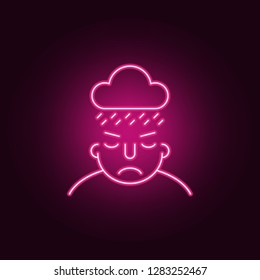 sad on mind icon. Elements of What is in your mind in neon style icons. Simple icon for websites, web design, mobile app, info graphics