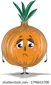 cebolla triste ofendida y llorando