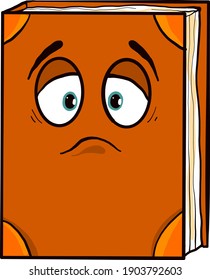 Sad orange book, illustration, vector on a white background.