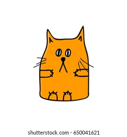 Sad orange cat. Vector illustration. 