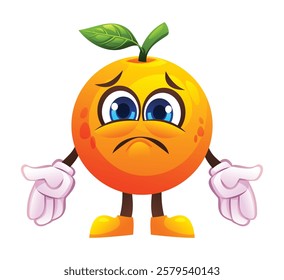 Sad orange character, expressing disappointment. Vector cartoon illustration