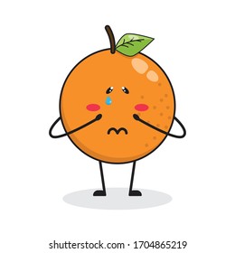 sad orange cute fruit character mascot vector design