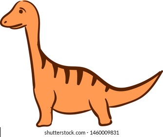 Sad orange dinosaur, illustration, vector on white background.