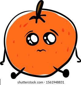 Anaranjado triste, ilustración, vector sobre fondo blanco.