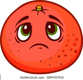 Sad orange, illustration, vector on a white background.