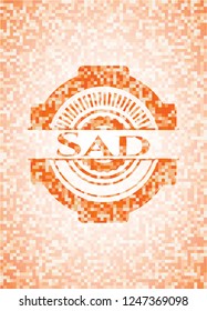 Sad orange mosaic emblem