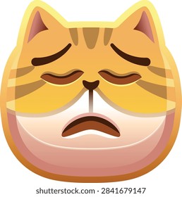 Sad Orange Tabby Cat Face Emoji, Unhappy Sorrowful Melancholy Grief