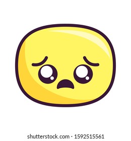 sad oval cartoon design, Kawaii expression cute character funny and emoticon theme Vector illustration