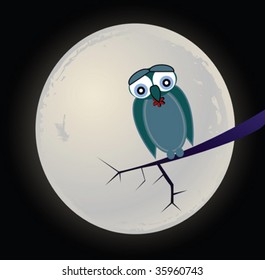 Sad owl background, vector art