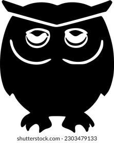 Sad owl black simple silhouette vector icon