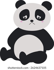 Urso Panda Triste. Ilustração do vetor panda de Kawaii.