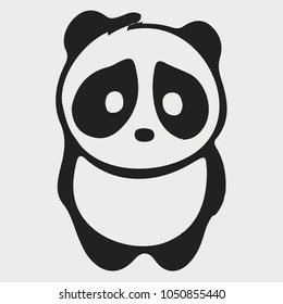 Sad Panda icon, Emoticon, Emoji, Symbol, sign, logo. Sad, worry panda. Can be used as Emotion,Emoticon, sticker, banner, etc. isolated template or background. Black and white color. Vector EPS10