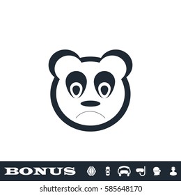 Sad panda icon flat. Black pictogram on white background. Vector illustration symbol and bonus button