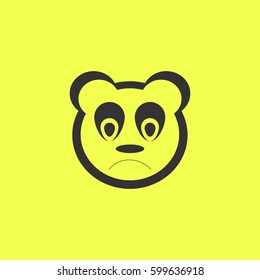 Sad panda icon flat. Black pictogram on white background. Vector illustration symbol and bonus button