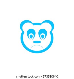 Sad panda icon flat. Blue pictogram on white background. Vector illustration symbol