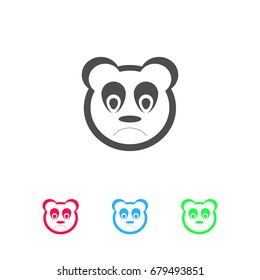 Sad panda icon flat. Color pictogram on white background. Vector illustration symbol and bonus icons