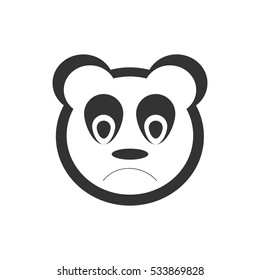 Sad panda icon flat. Illustration isolated on white background. Vector grey sign symbol