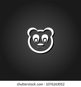 Sad panda icon flat. Simple White pictogram on black background with shadow. Vector illustration symbol