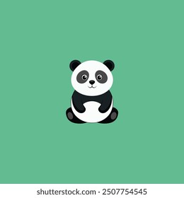 sad panda sitting vector illustation