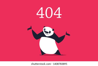 Sad panda spreading its arms. Error page design template.