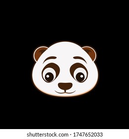 sad panda vector logo with black background.