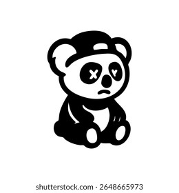 Sad panda wearing a cap