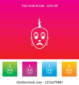 Sad Pandit Icon in Colored Square box. eps-10
