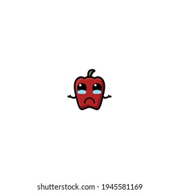Sad Paprika Cartoon Character Vector Illustration Design. Outline, Cute, Funny Style. Recomended For Children Book, Cover Book, And Other.