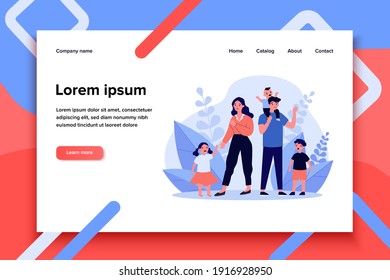 Sad parent standing with crying children. Mother, behavior, difficulty flat vector illustration. Parenthood and family concept for banner, website design or landing web page