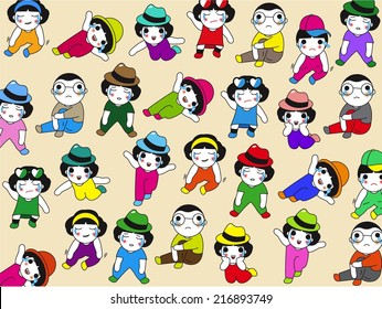 The Sad Part of Being Self-Willed pattern illustration set