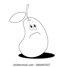 Sad pear, character, line art, for poster, cards adn design