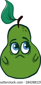 Sad pear, illustration, vector on white background