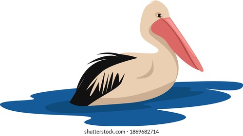 Sad pelican, illustration, vector on white background.