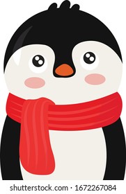 Sad penguin, illustration, vector on white background.